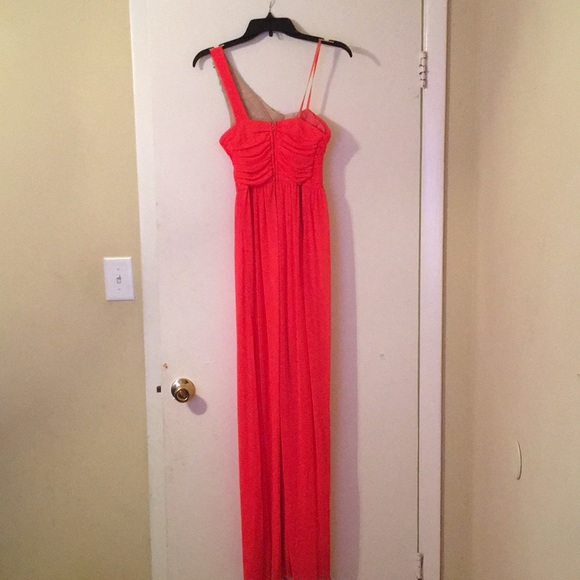 Orange long rhinestone prom dress - Picture 2 of 3